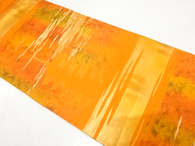 アンティーク　霞に寺塔模様織り出し袋帯（材料）